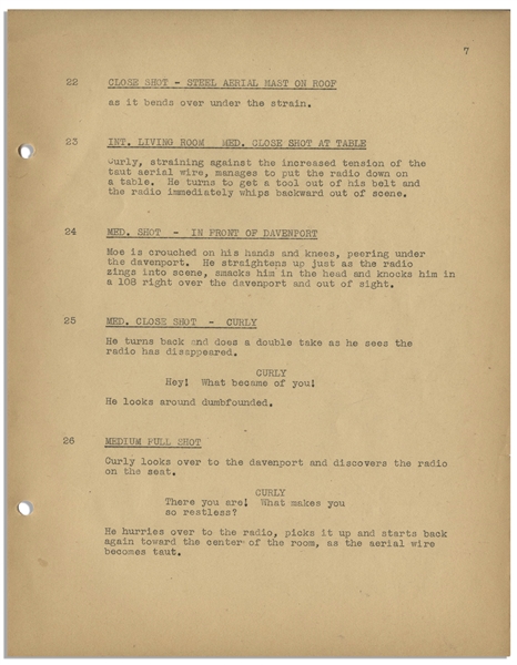 Moe Howard's 33pp. Script Dated April 1942 for The 1943 Three Stooges Film ''They Stooge to Conga'' -- With Original Writing on Cover & Title Page -- Archival Repair to Cover, Else Very Good
